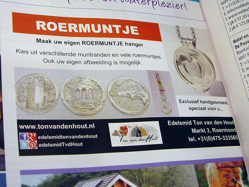 sr6065-roermuntje-advertentie-vvv-zilver-munt-hanger-roermond-handgemaakt-relatiegeschenk-www.tonvandenhout.nl-edelsmid-goudsmid-juwelier-kiosk-rattentoren-brug-hartje